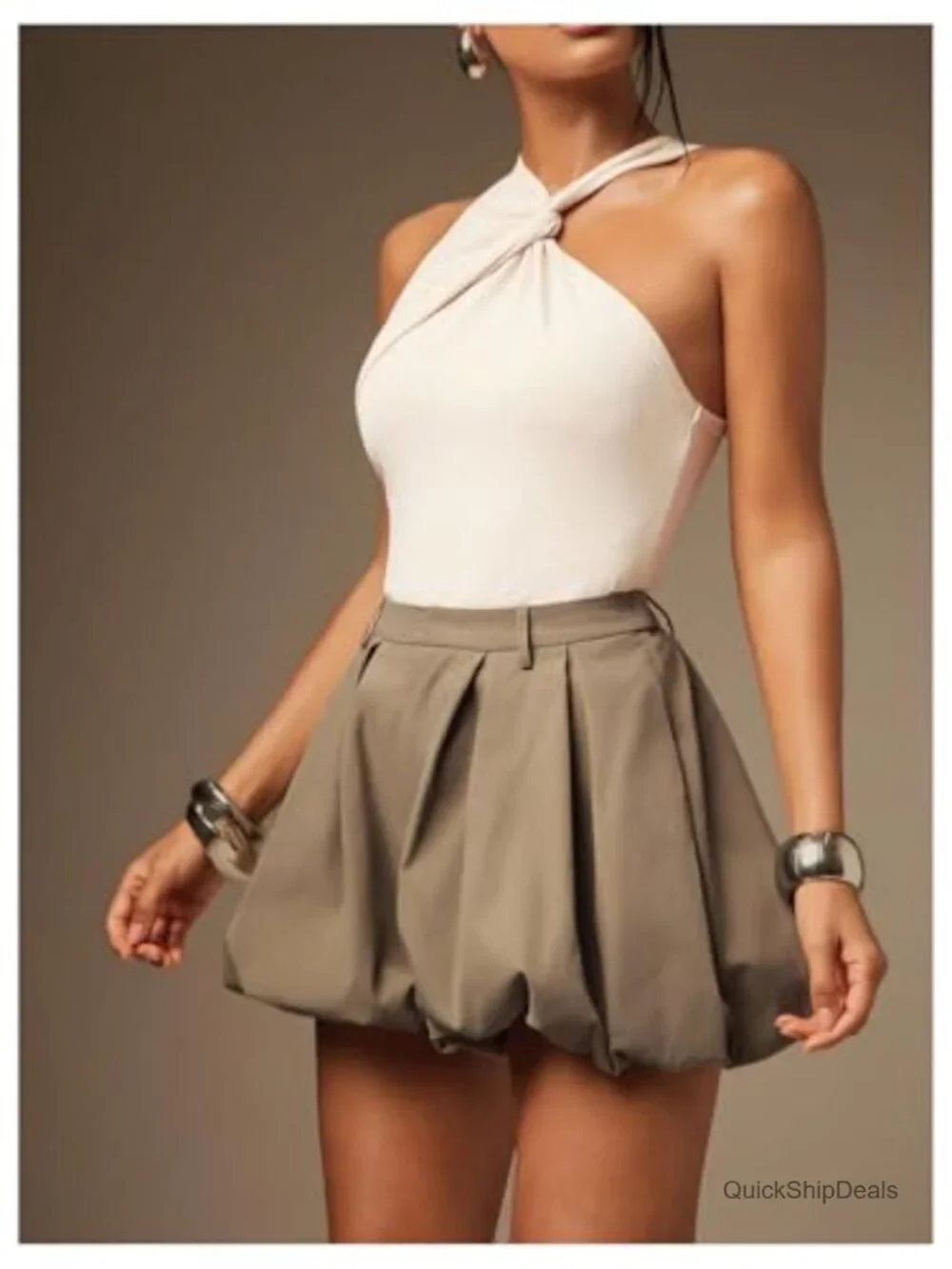 High Waisted Bubble Shorts Puffy Hem Casual Summer Shorts